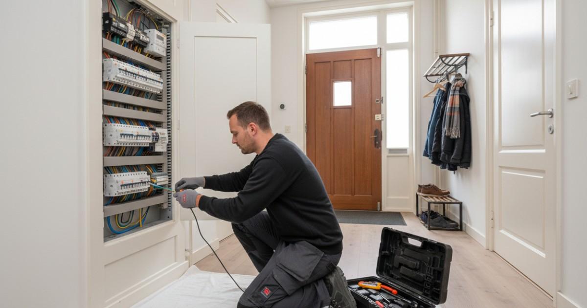 gecertificeerde elektricien werkt aan groepenkast Arnhem